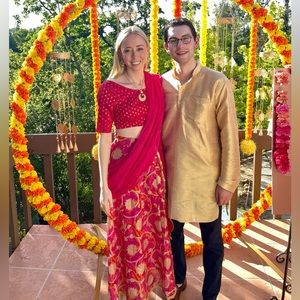 Men's Kurta Set Gold and Black Indian Wedding